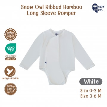 Snow owl Long Sleeve Romper ชุดแขนยาว-ขาสั้น  3-6 เดือน - White